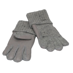 Wool Gloves &quot;Northern Lights&quot; (grey with leather)