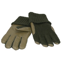 Wool Gloves &quot;Nordlicht&quot; (green with leather)